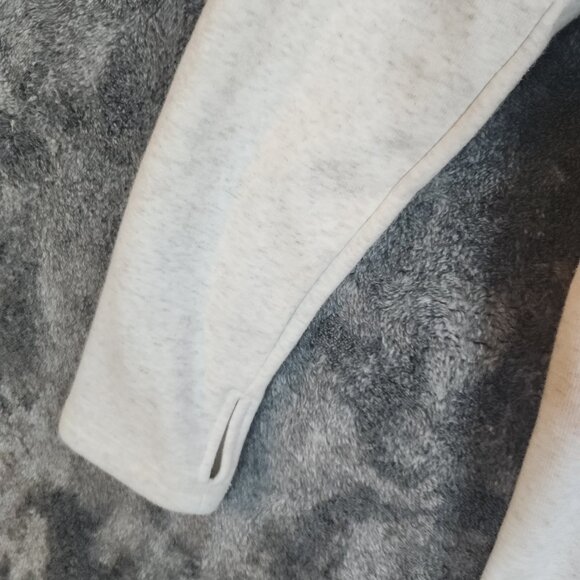 Athleta Size M Cozy Karma Asym Mock Neck Pullover Sweatshirt Ivory Zip Pockets - Picture 7 of 10